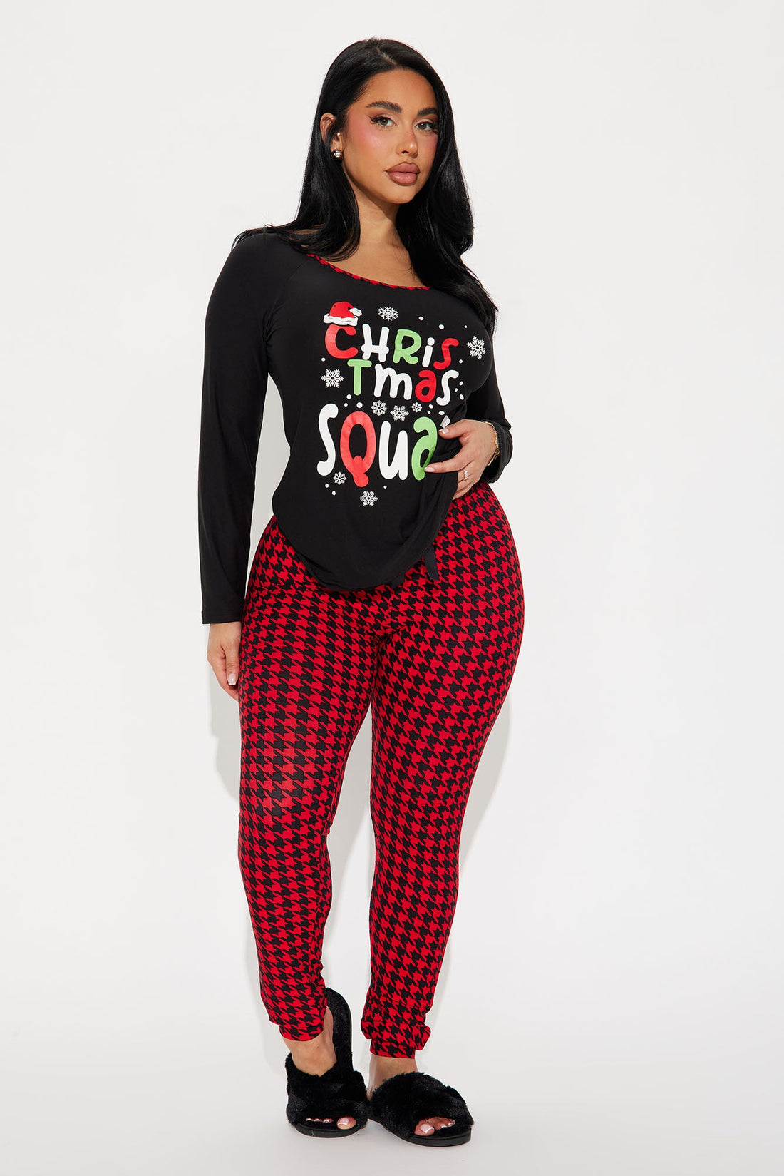 Christmas Squad Matching Family PJ Jogger Set - Black/Red