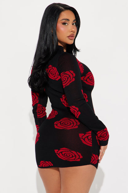 Julianna Sweater Mini Dress - Red/combo