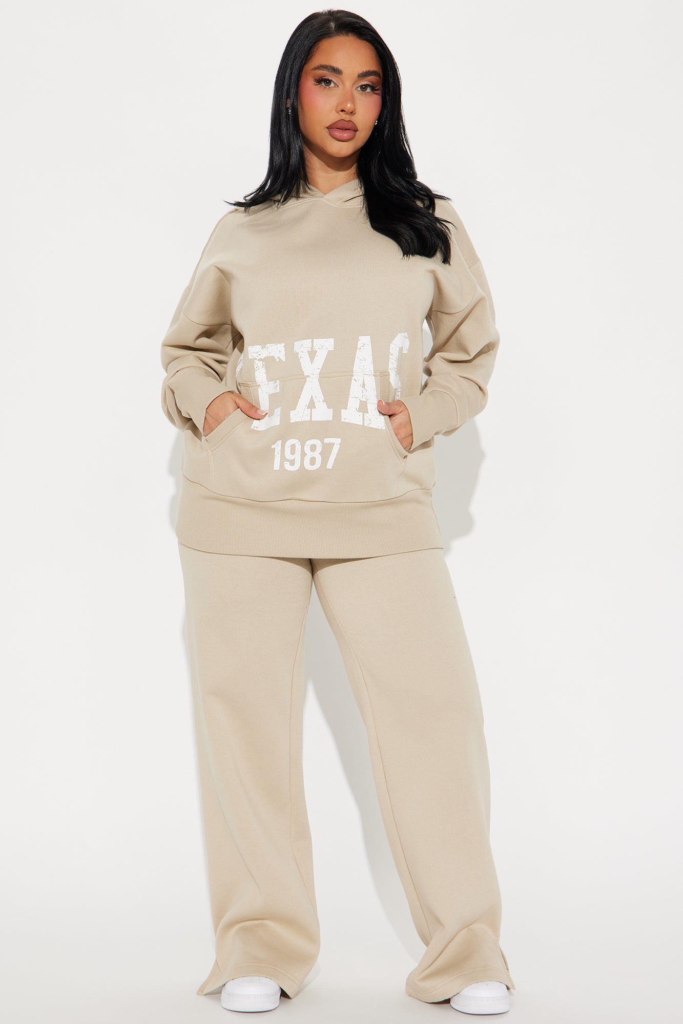 My Destination Washed Fleece Pant Set - Taupe