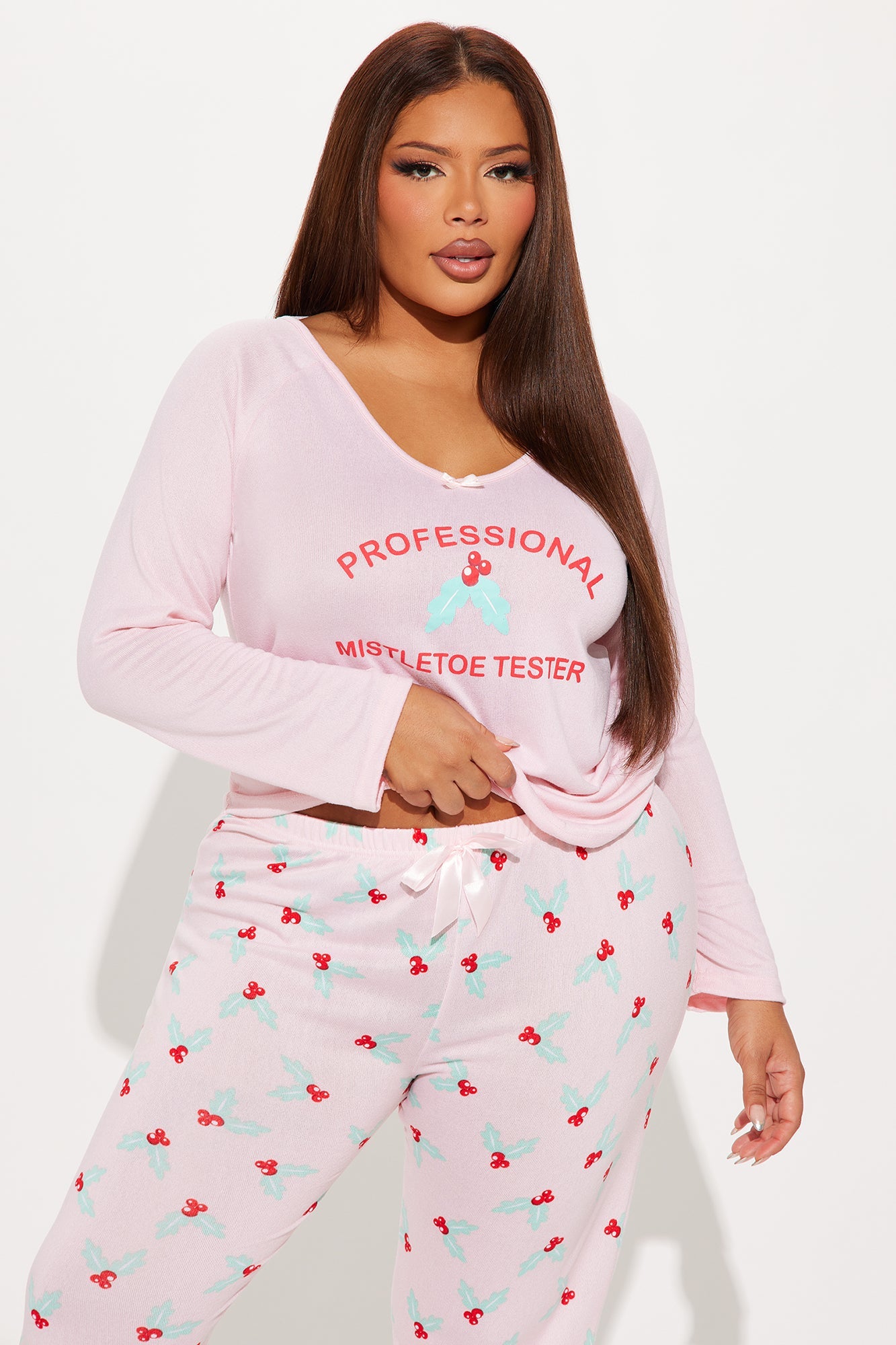 Miss Mistletoe PJ Jogger Set - Pink/Pink