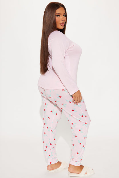 Miss Mistletoe PJ Jogger Set - Pink/Pink