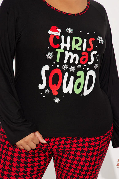 Christmas Squad Matching Family PJ Jogger Set - Black/Red