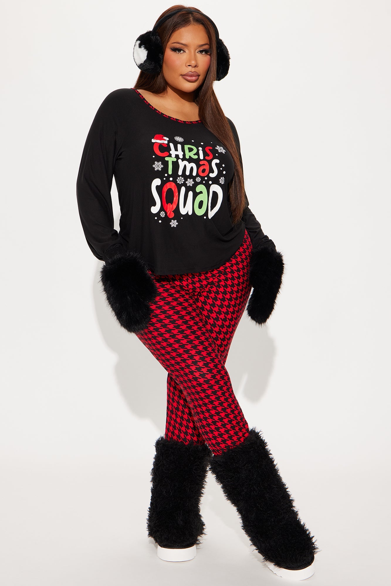 Christmas Squad Matching Family PJ Jogger Set - Black/Red