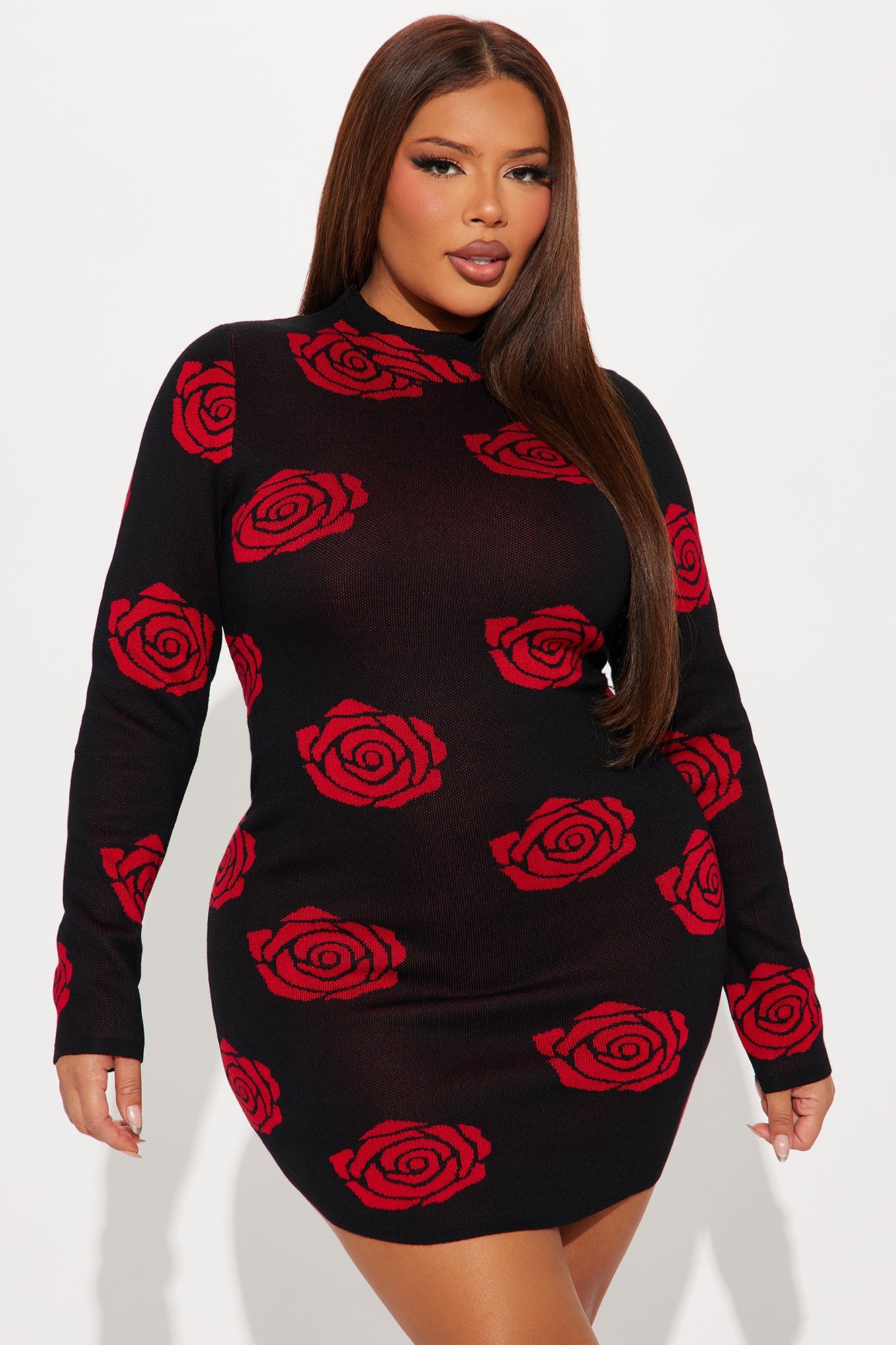 Julianna Sweater Mini Dress - Red/combo