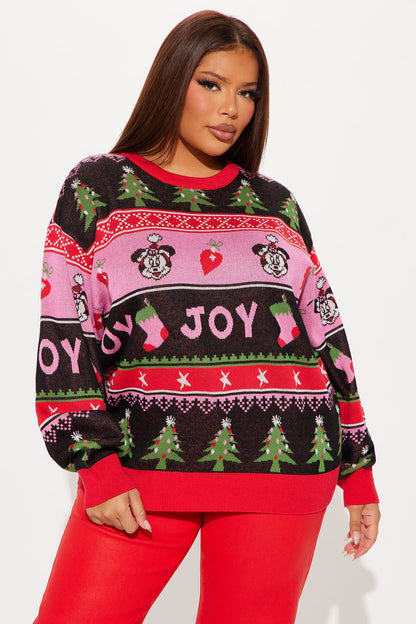 Joy Minnie Mouse Christmas Sweater - Black/combo