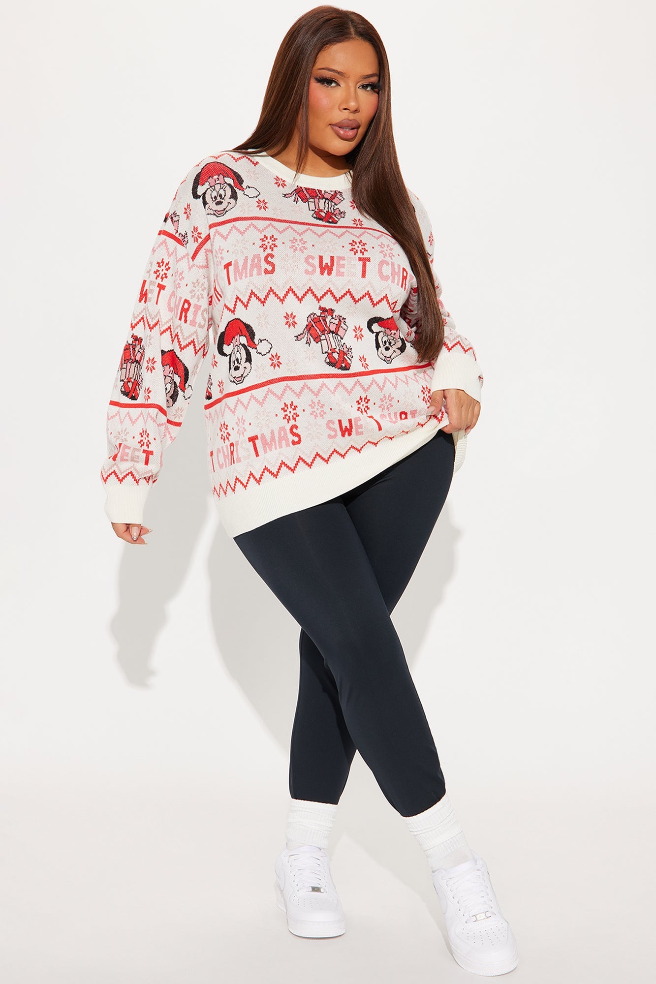 Sweet Christmas Minnie Mouse Sweater - Ivory/combo