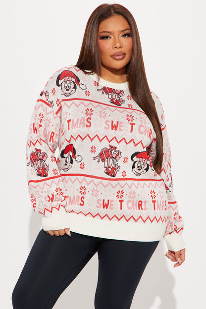 Sweet Christmas Minnie Mouse Sweater - Ivory/combo