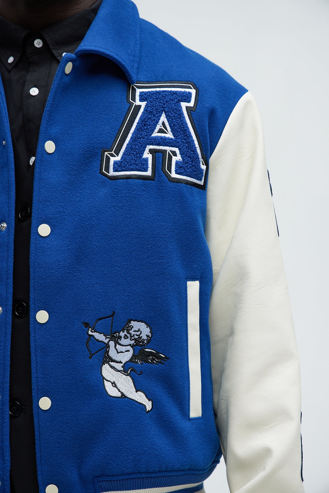 LA Patchwork Varsity Jacket - Royal/combo