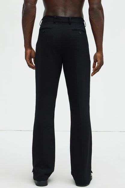 Golden Hour Slit Slim Flare Trousers - Black