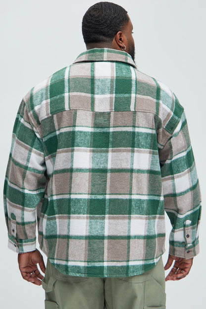 Wanted Plaid Shacket - Hunter