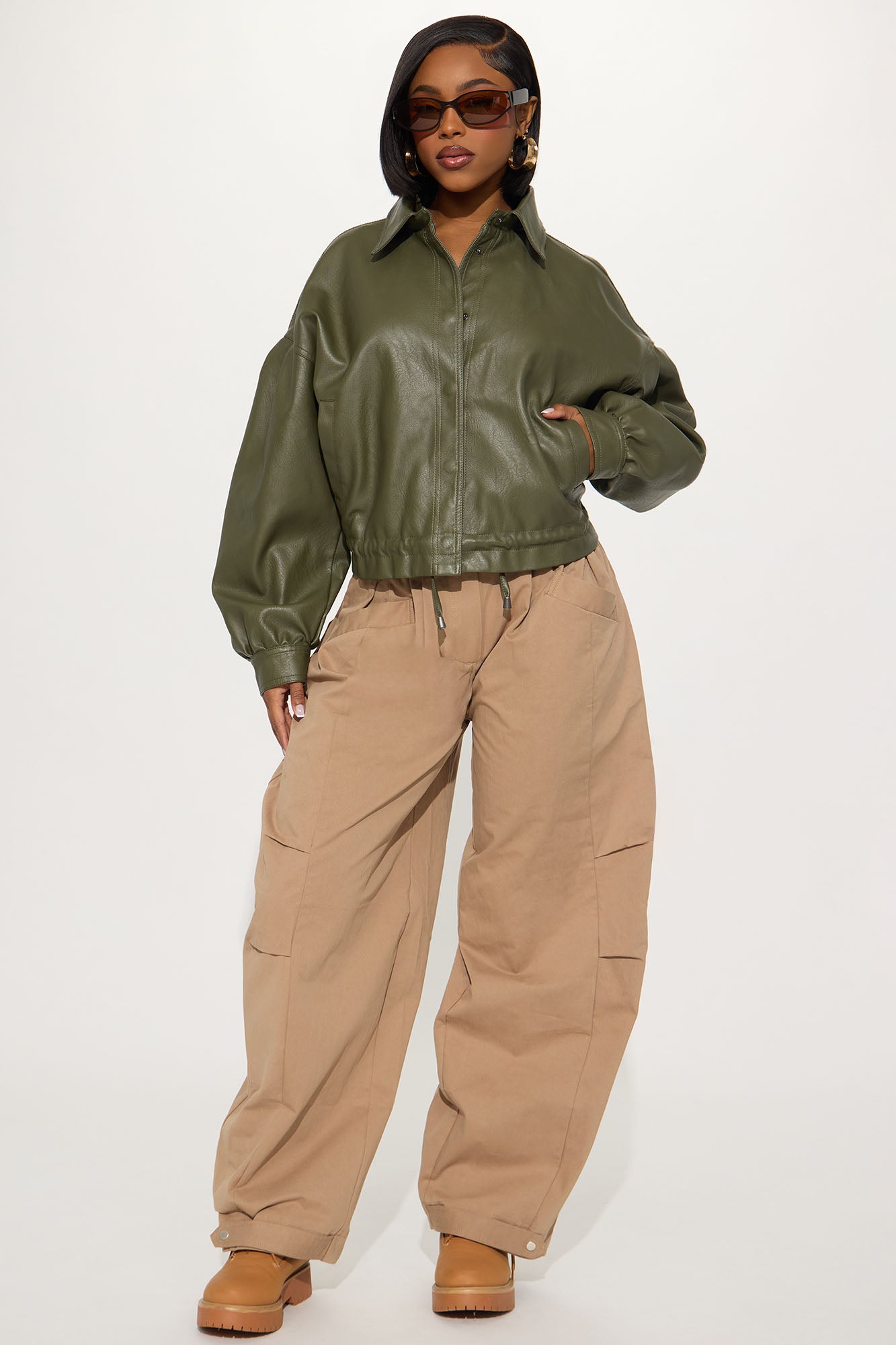 On The Move Faux Leather Jacket - Olive