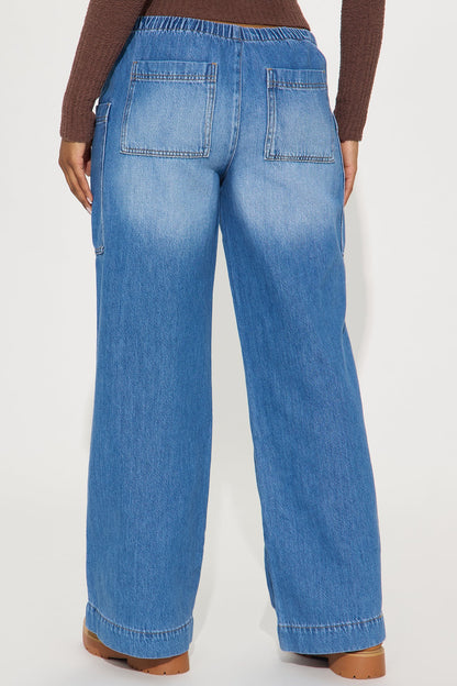 Wanderer Drapey Wide Leg Jeans - Medium Wash