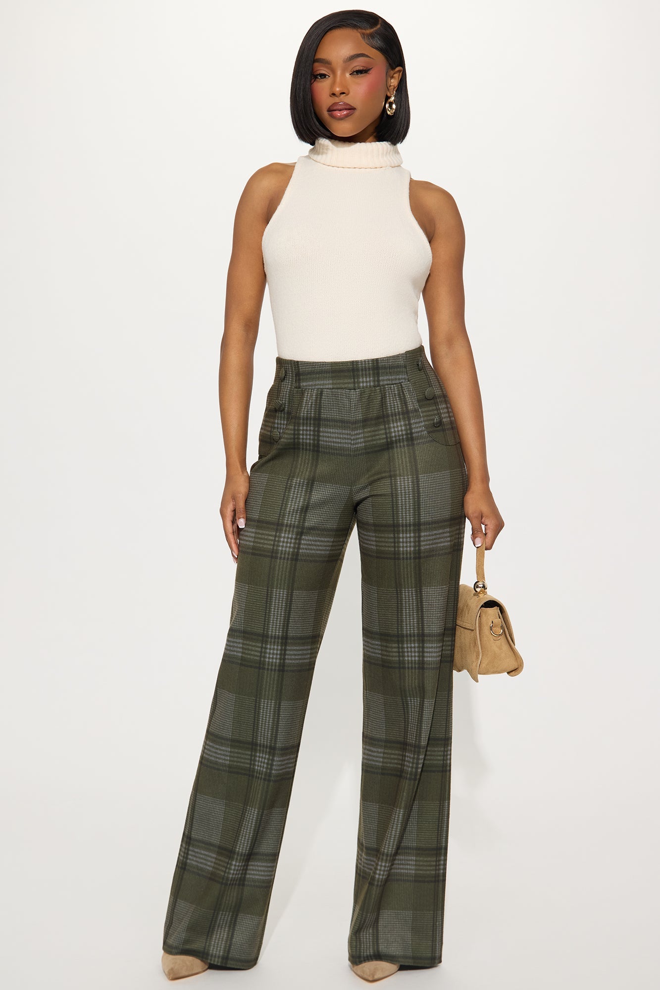 Feeling Preppy Wide Leg Pant 33 - Olive/combo