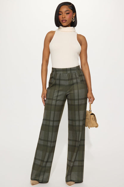 Feeling Preppy Wide Leg Pant 33 - Olive/combo