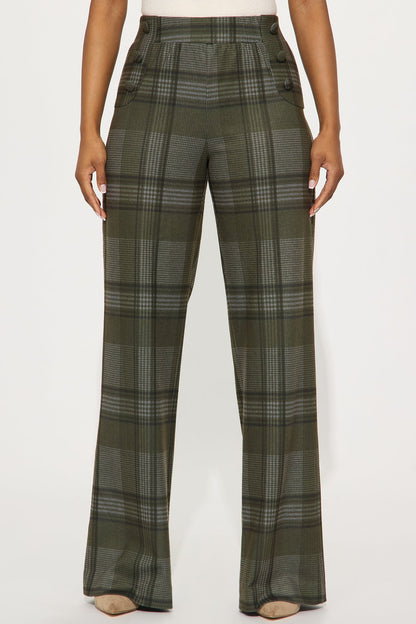 Feeling Preppy Wide Leg Pant 33 - Olive/combo