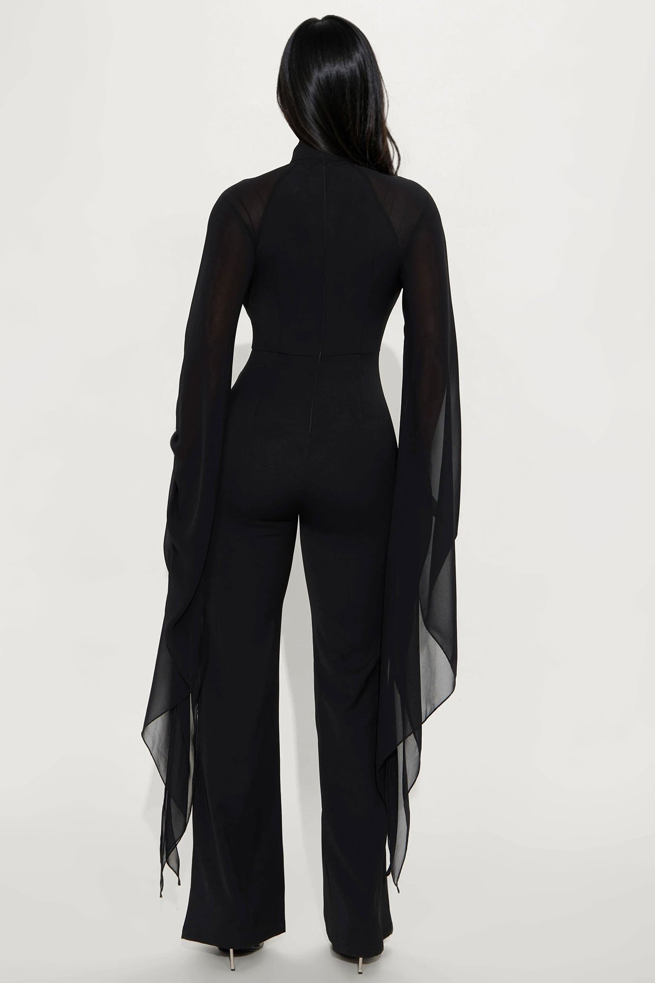 Gelina Cape Sleeve Jumpsuit - Black