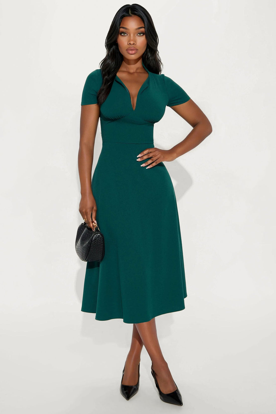 Charolette Short Sleeve Midi Dress - Hunter