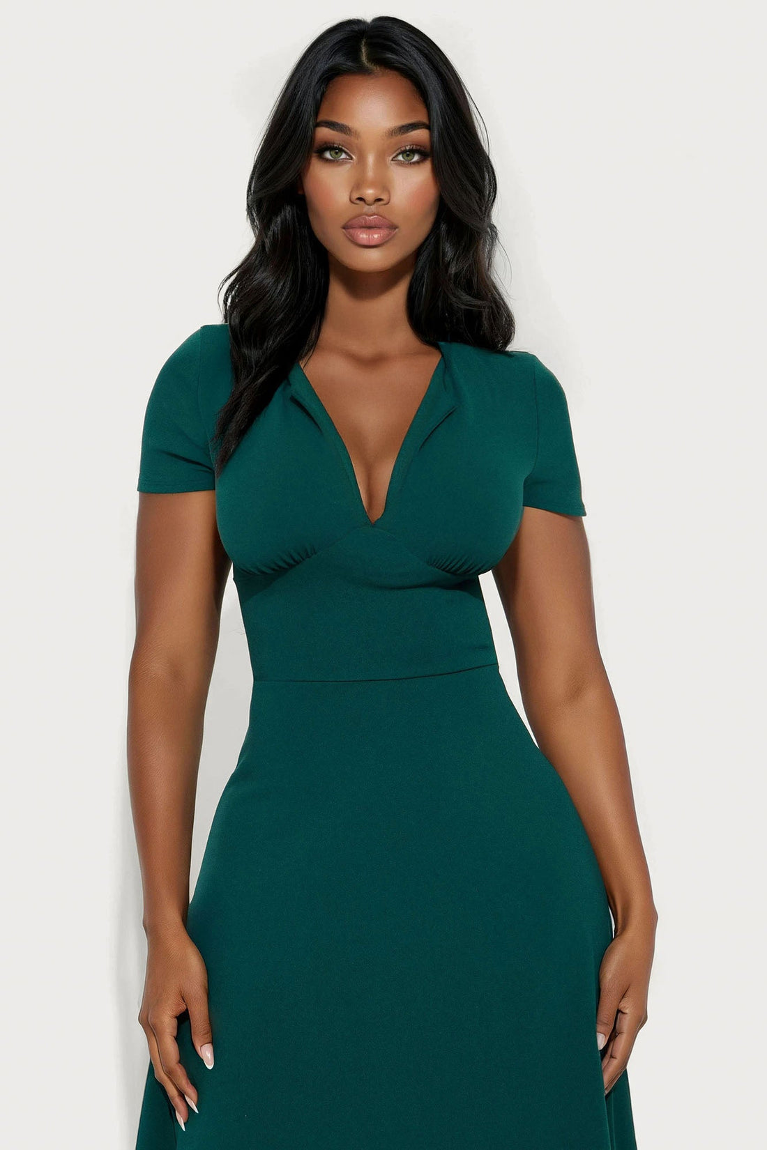 Charolette Short Sleeve Midi Dress - Hunter