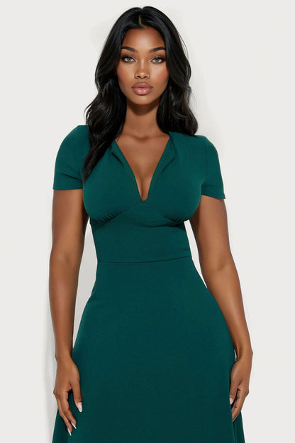 Charolette Short Sleeve Midi Dress - Hunter