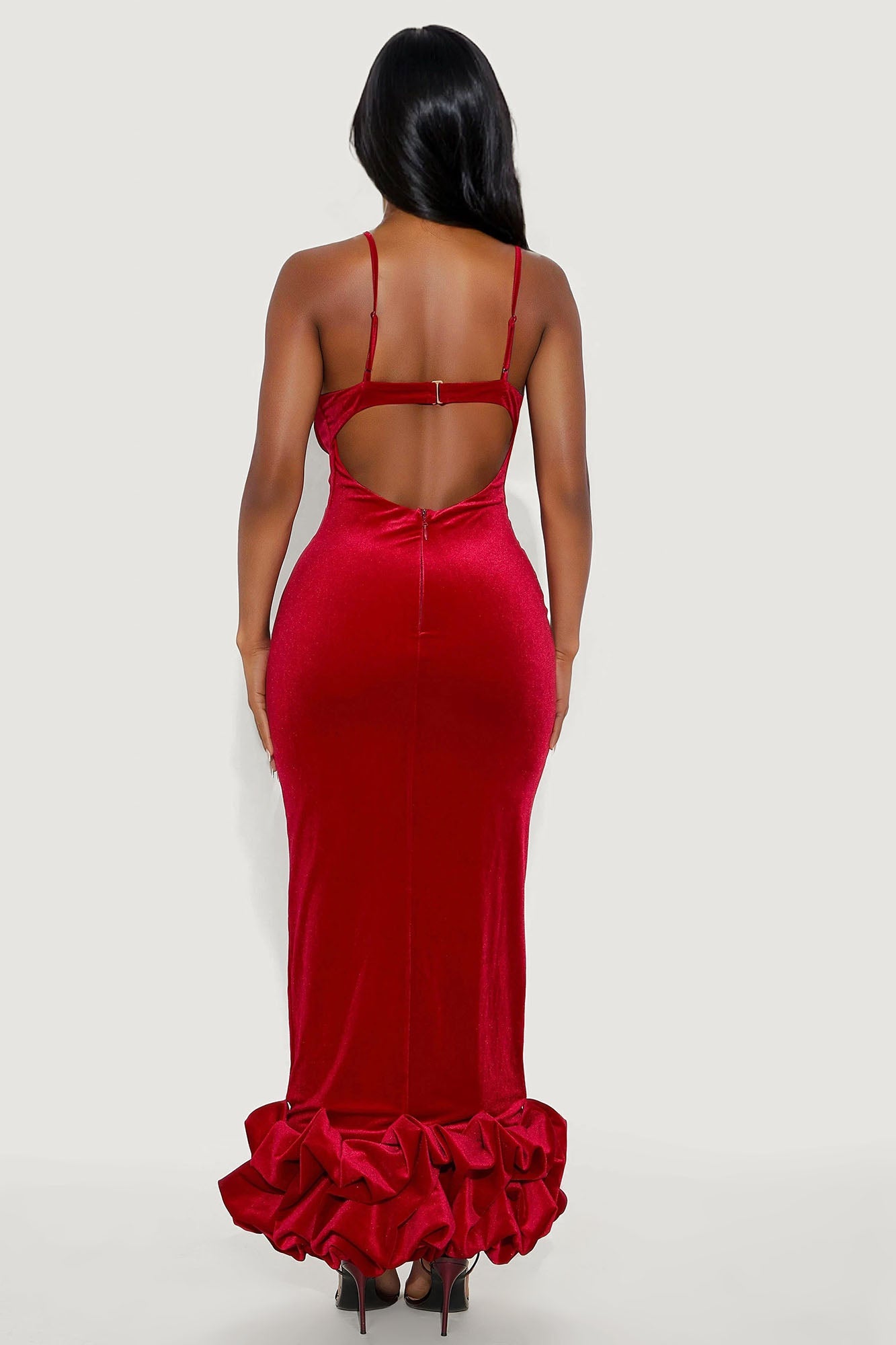 Meant For Me Velvet Maxi Gown - Red