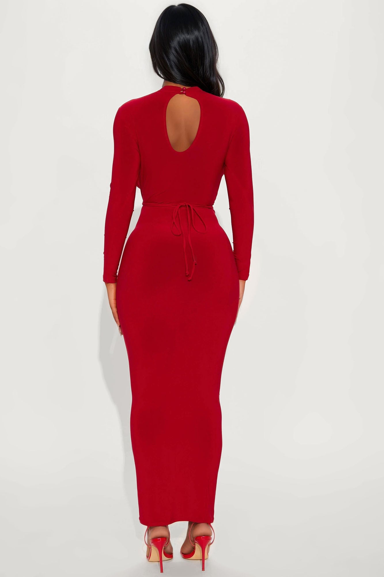 Body Language Cut Out Maxi Dress - DarkRed