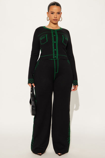 Read The Lines Sweater Pant Set - Black