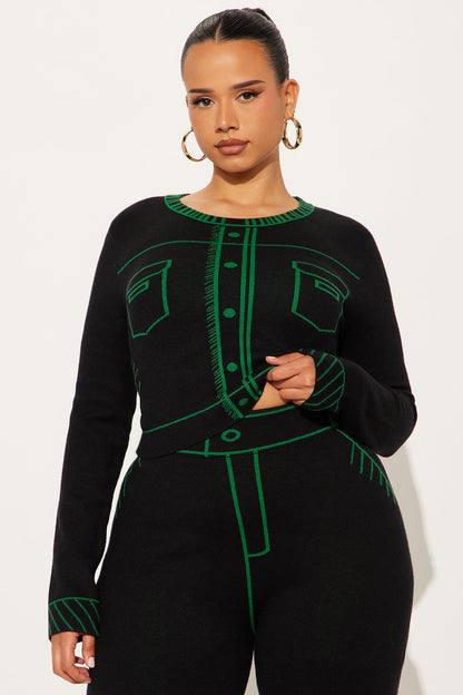 Read The Lines Sweater Pant Set - Black