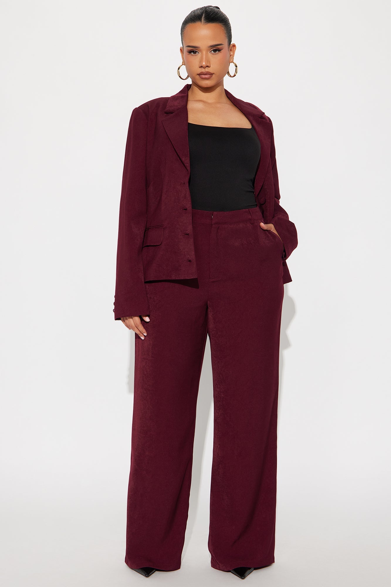 Serving Looks Crepe Trousers - Wine