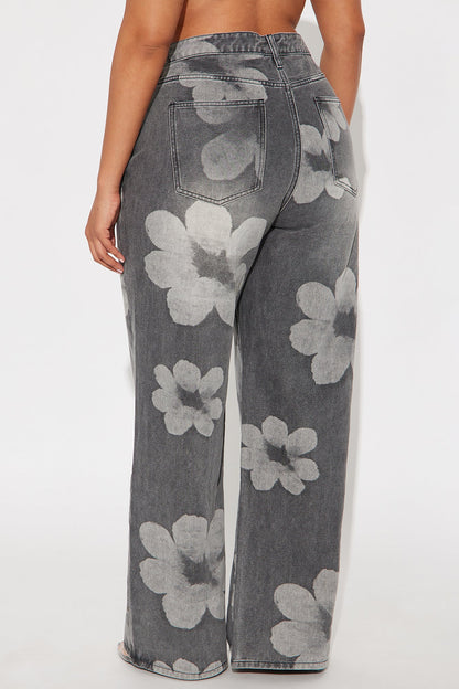 Born To Bloom Crossover Jeans - Grey