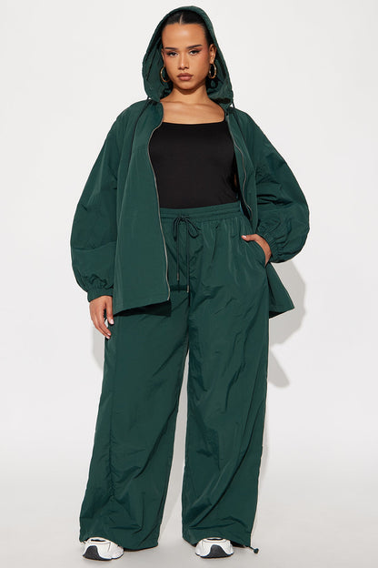 First Class Windbreaker Zip Up Hoodie - Hunter Green