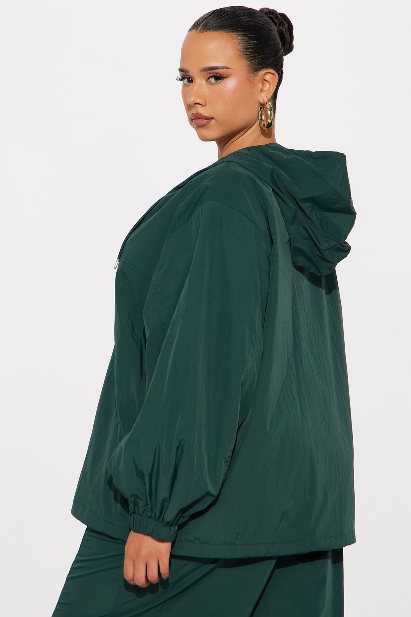 First Class Windbreaker Zip Up Hoodie - Hunter Green