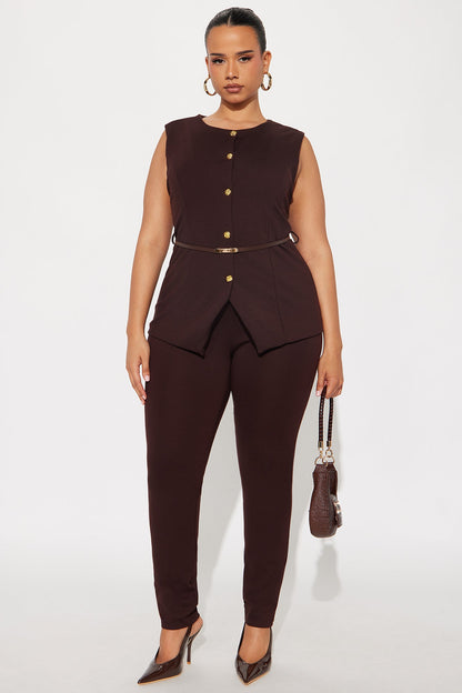 The Vera Ponte Vest And Pant Set - Dark Brown