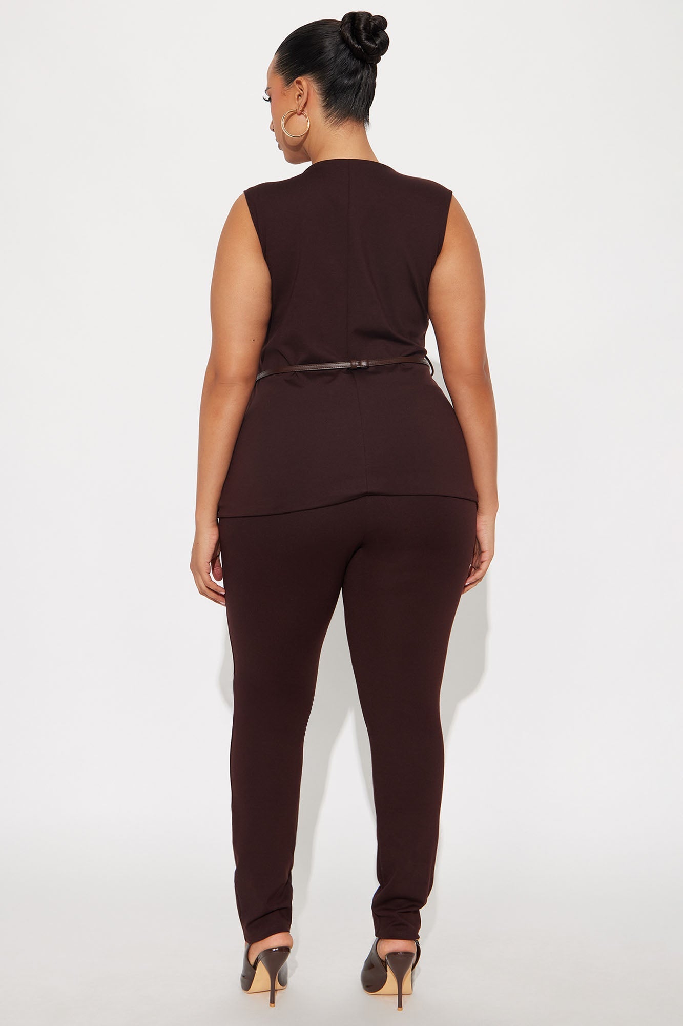 The Vera Ponte Vest And Pant Set - Dark Brown