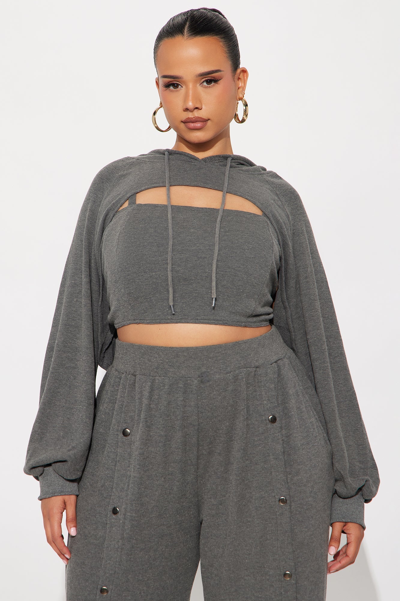 Laia 3 Piece Hooded Pant Set - Charcoal