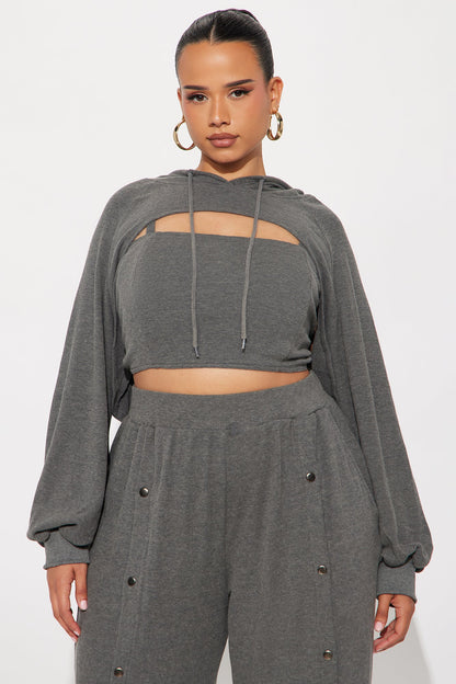Laia 3 Piece Hooded Pant Set - Charcoal