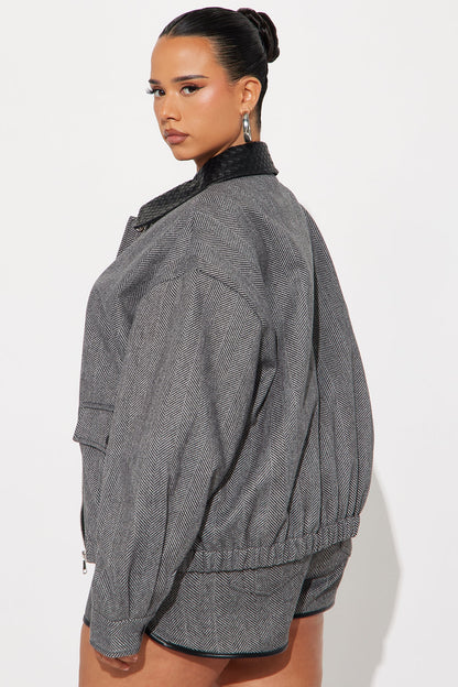 Halsey Crepe Herringbone Jacket - Black/combo