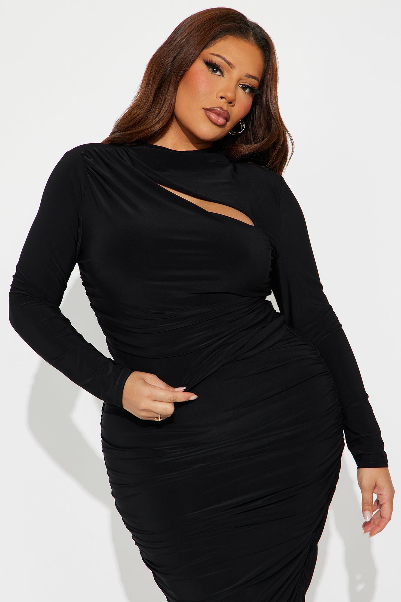Syreena Ruched Midi Skirt Set - Black