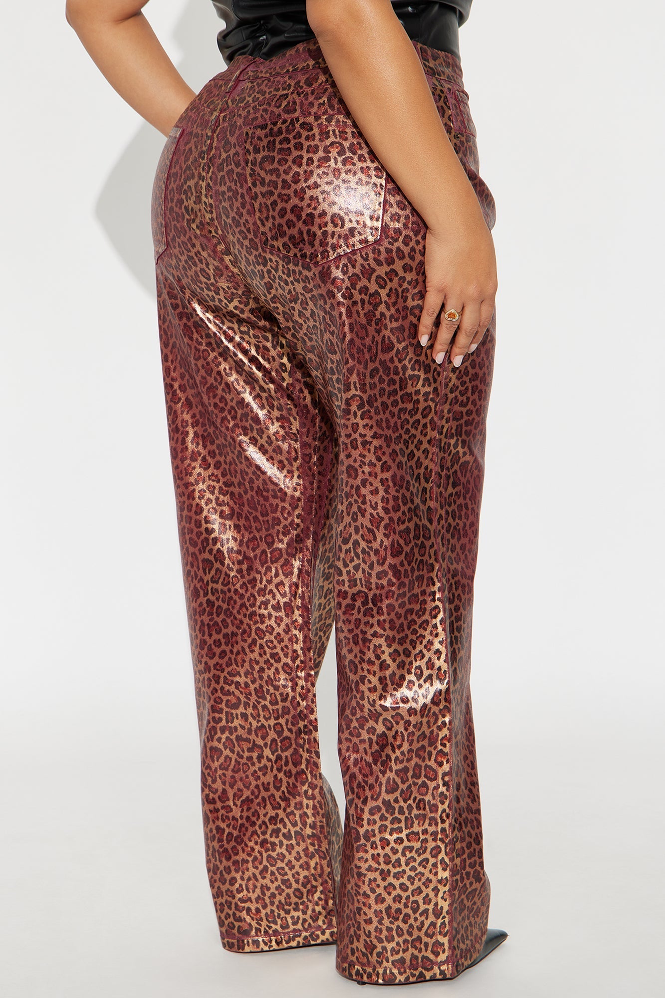 Caught In The Act Twill Rigid Straight Leg Leopard Pant 33 - Burgundy/combo