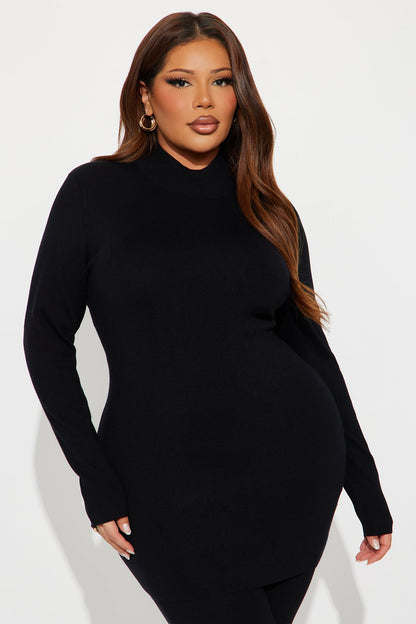 Julia Sweater Knit Mock Neck Legging Set - Black