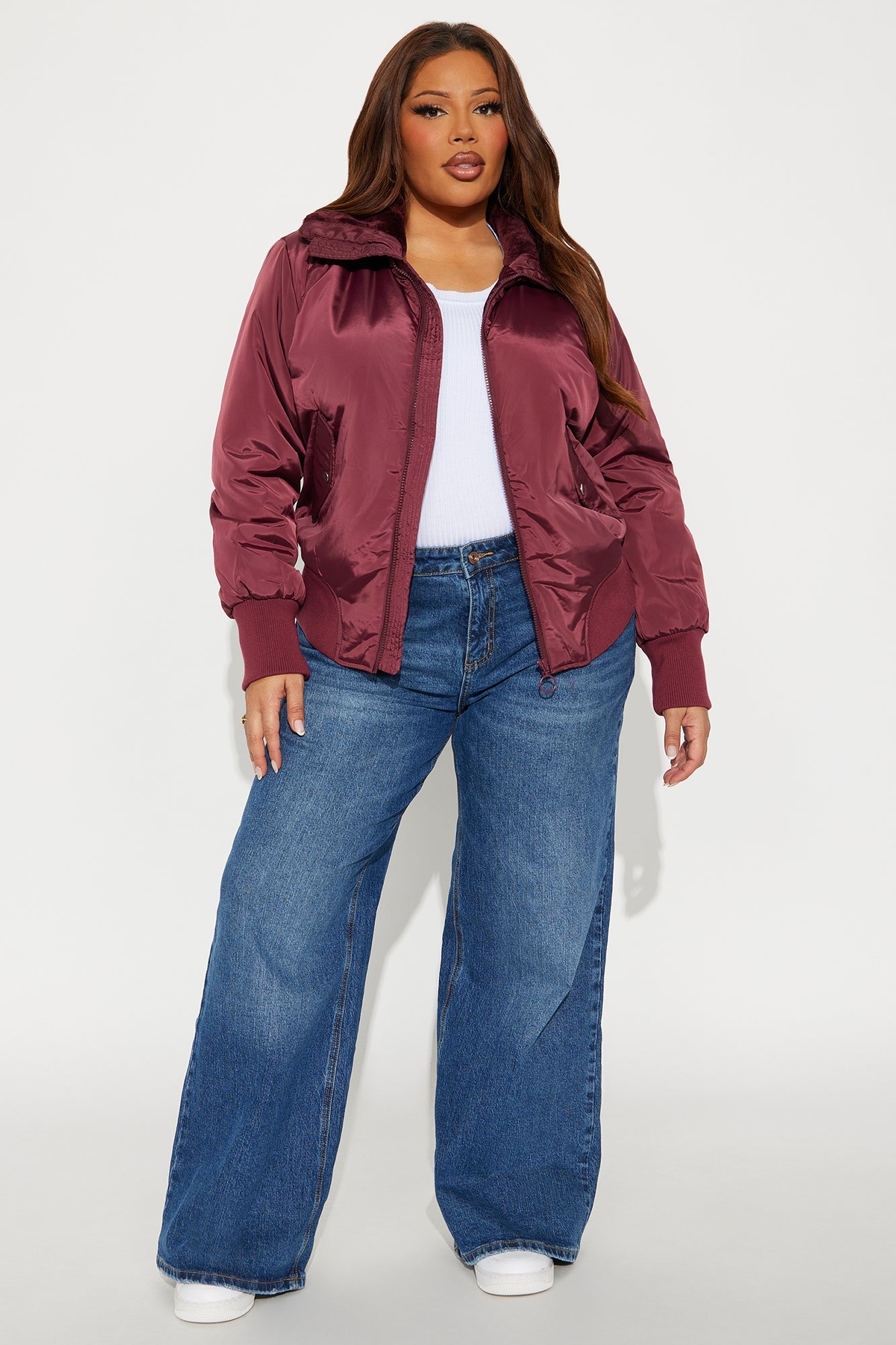 Nights In Denver Bomber Jacket - Burgundy