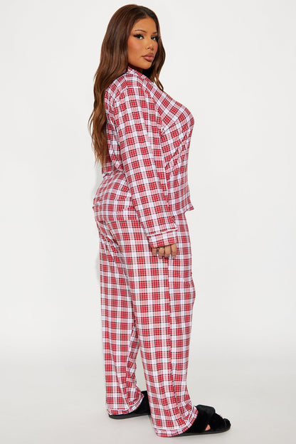 Say Goodnight Long Sleeve PJ Pant Set - Red/combo