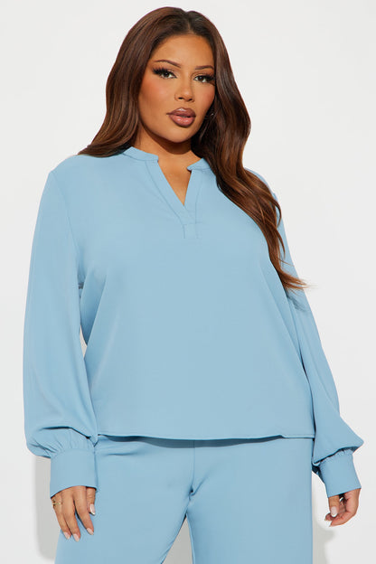 So Chic Wide leg Pant Set - Slate Blue