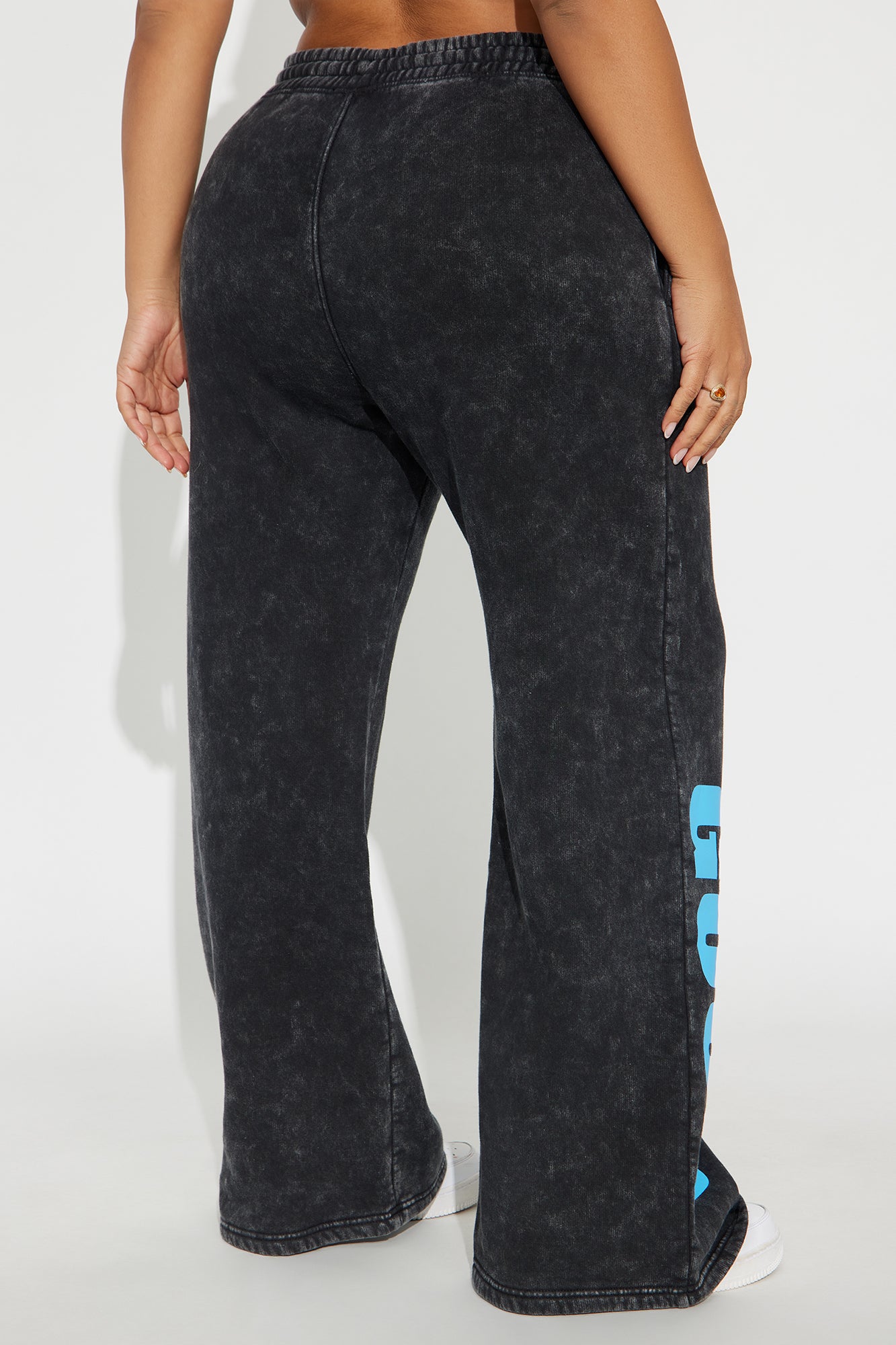 Good Vibes AF Washed Fleece Pants - Charcoal/combo