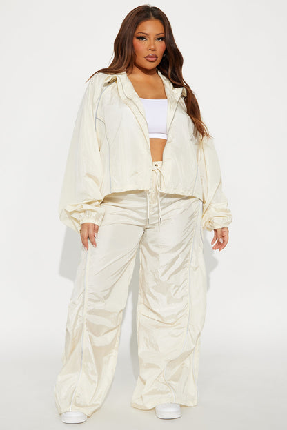 Just My Vibe Windbreaker Reflective Jacket - Cream