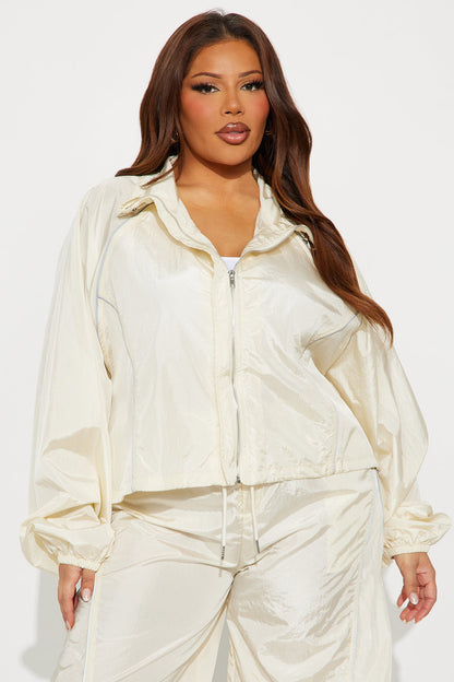 Just My Vibe Windbreaker Reflective Jacket - Cream