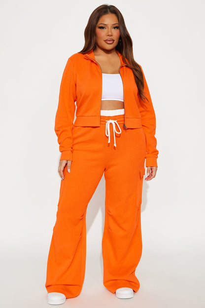 Makayla Sweatshirt Zip Up - Orange