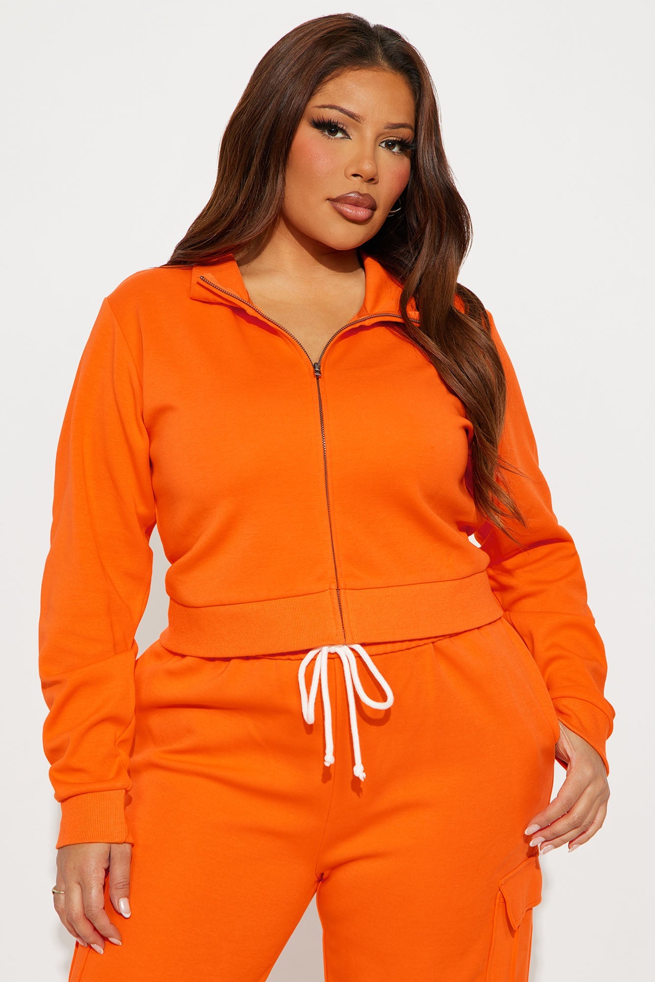 Makayla Sweatshirt Zip Up - Orange