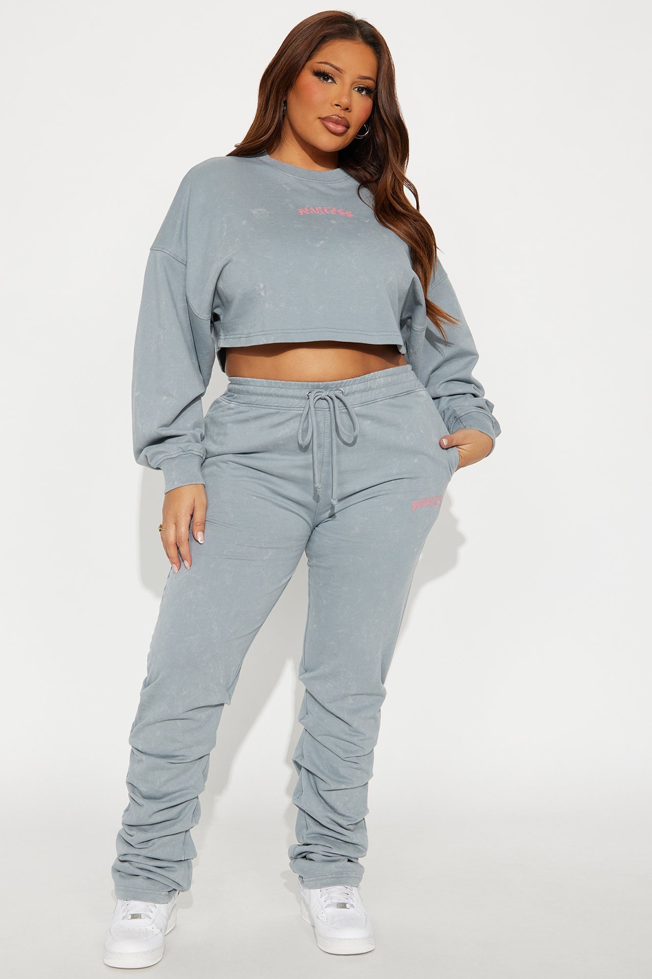 Fearless Energy Washed Pant Set - Grey