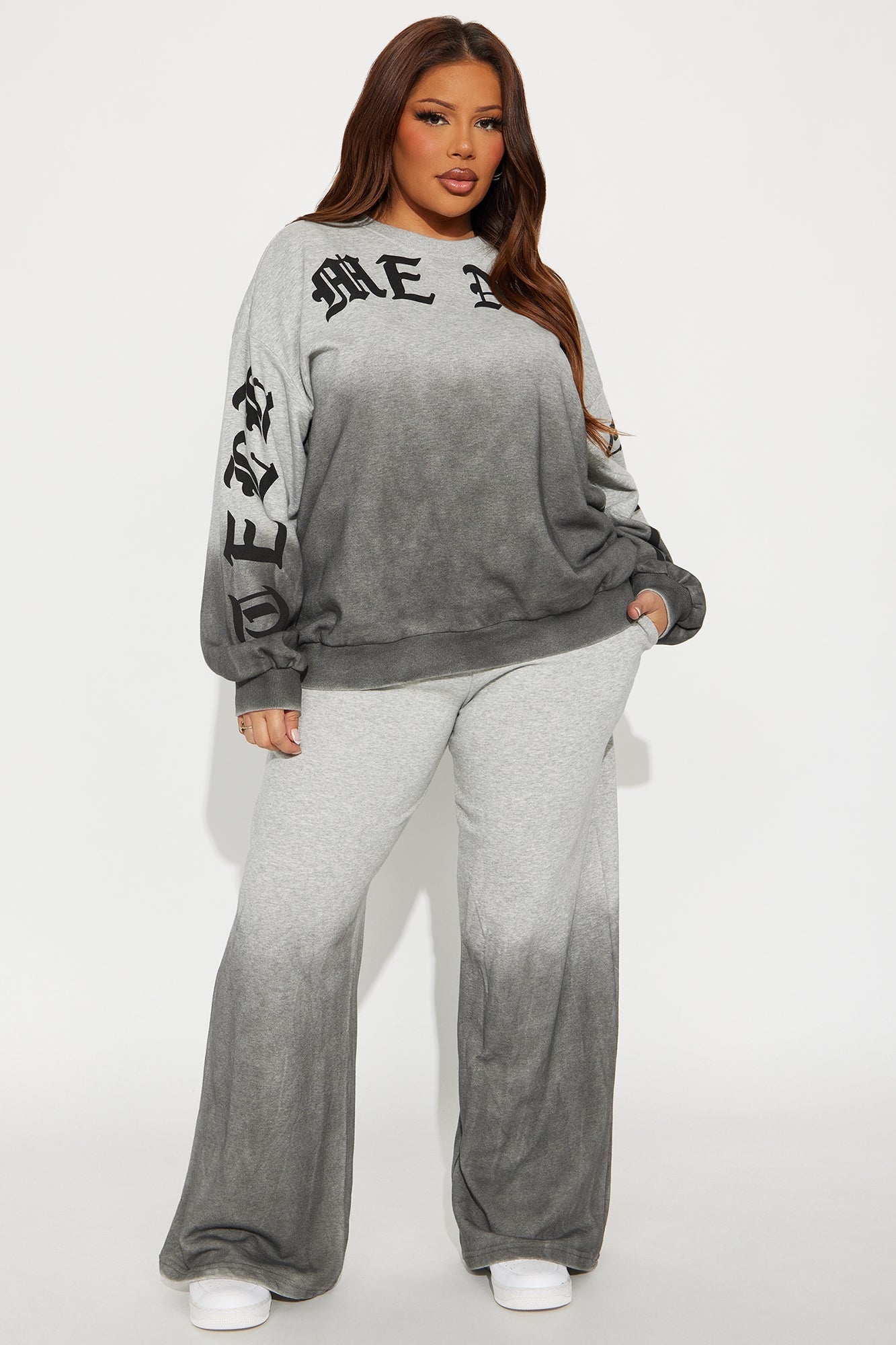 Tell Me No Lies Wide Leg Pant Set - Grey
