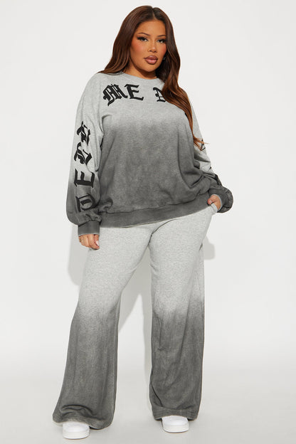 Tell Me No Lies Wide Leg Pant Set - Grey